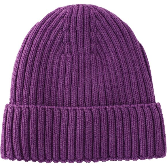 Fleece Line Purple Cuffed Hat Men Women Knitted Winter Wool Beanies Skull Cap - Picture 2 of 6